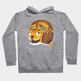 Tiger wearing vintage flying helmet's and goggles Hoodie